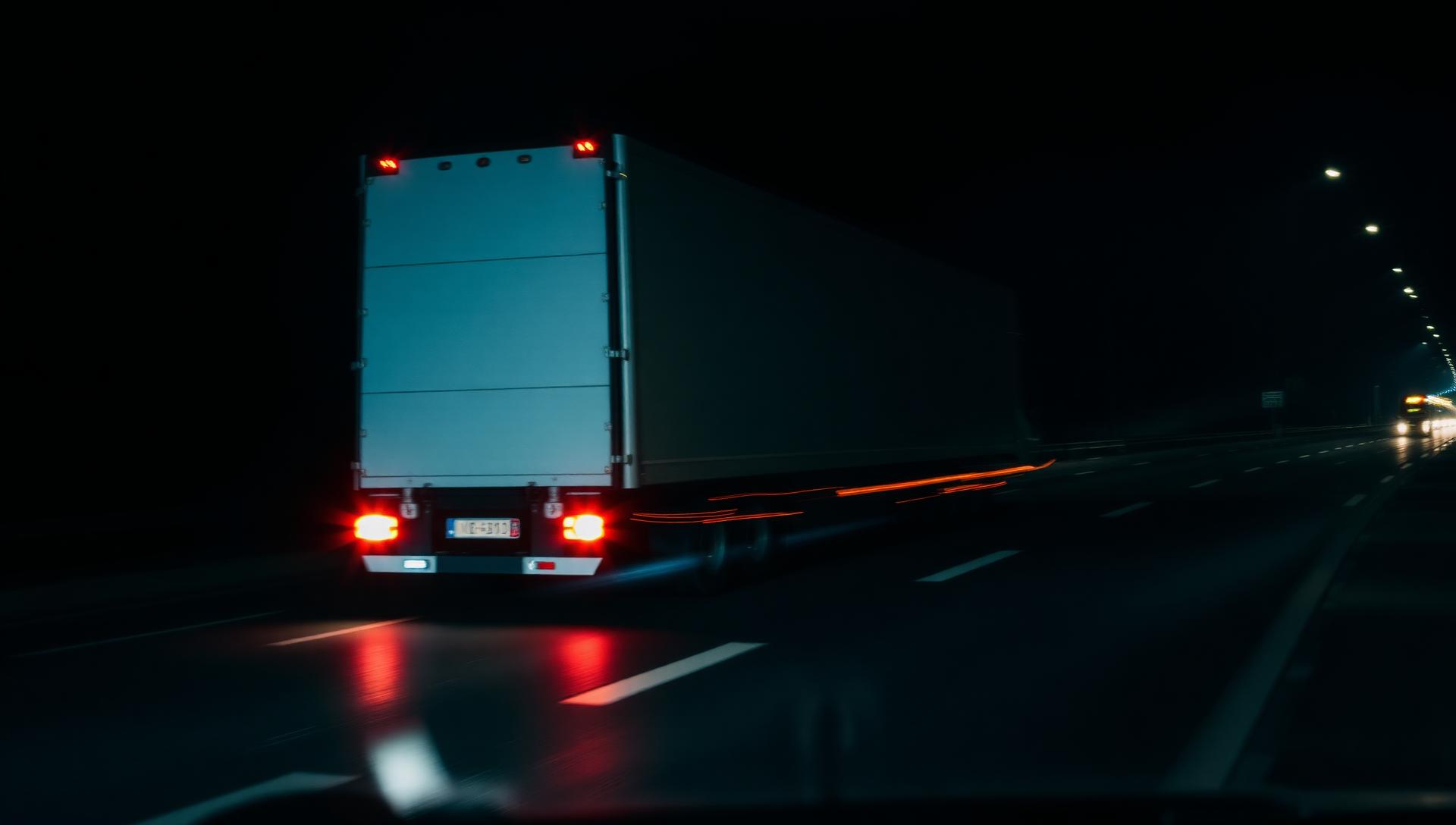 BESO SPEED truck on a European highway at night